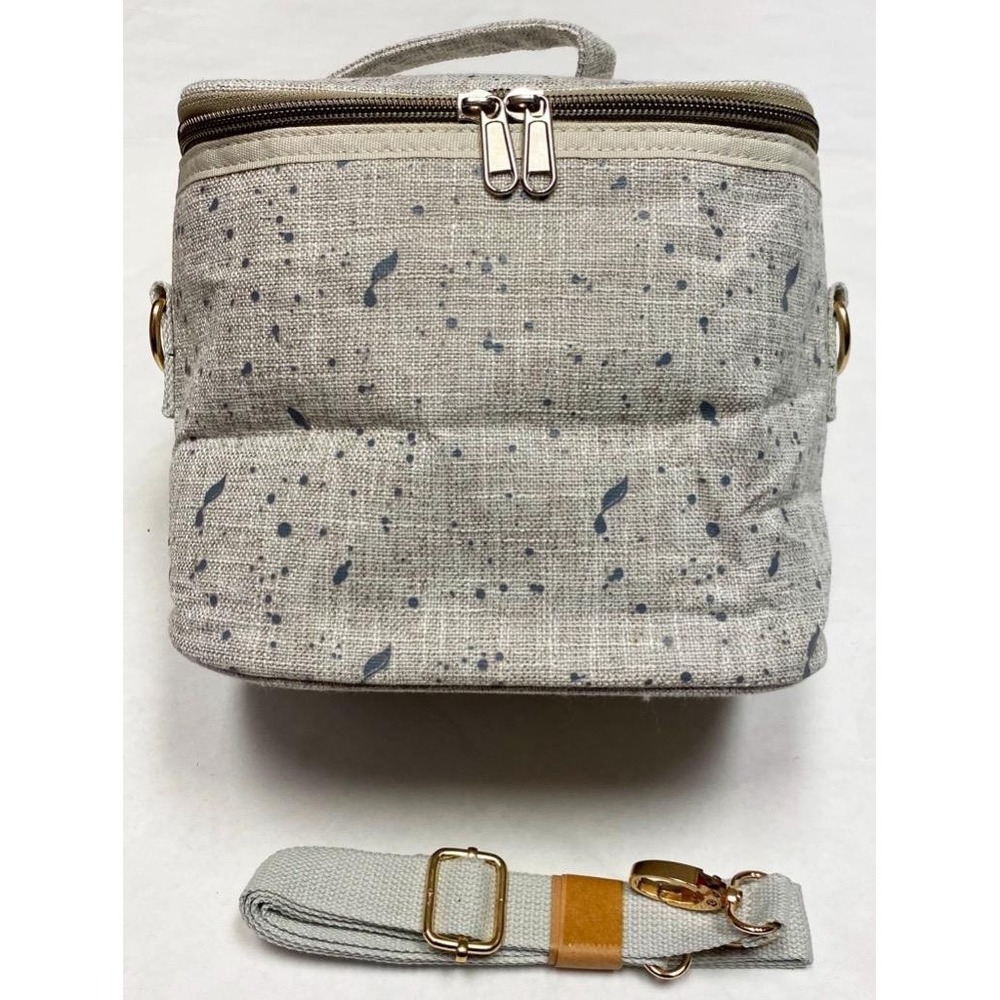 Young Living Branded Tan Gray Speckles Insulated Lunch Tote with Shoulder Strap